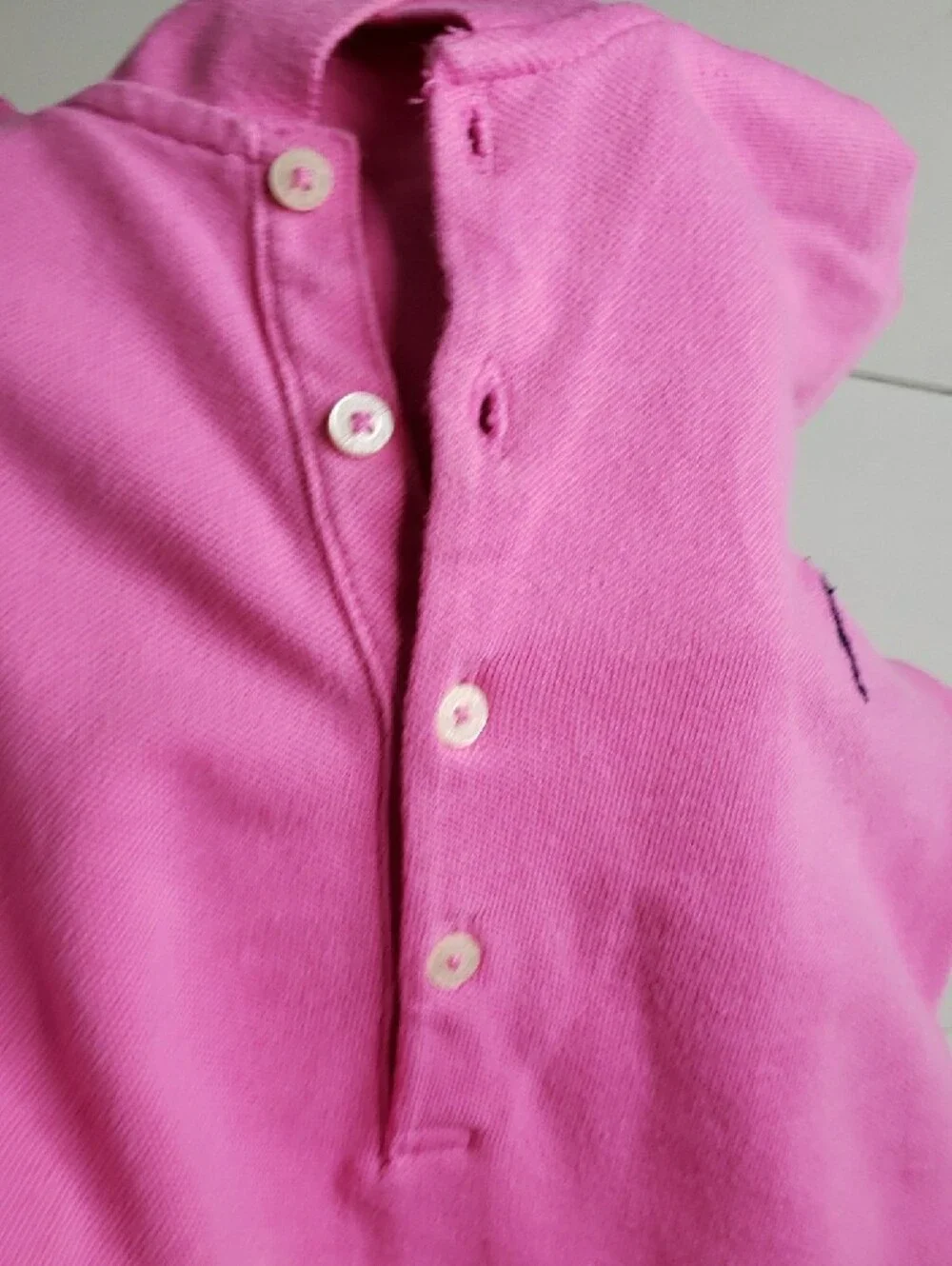 Polo Ralph Lauren Cotton Stretch Button Tennis Prep Knit Dress Size L Pink